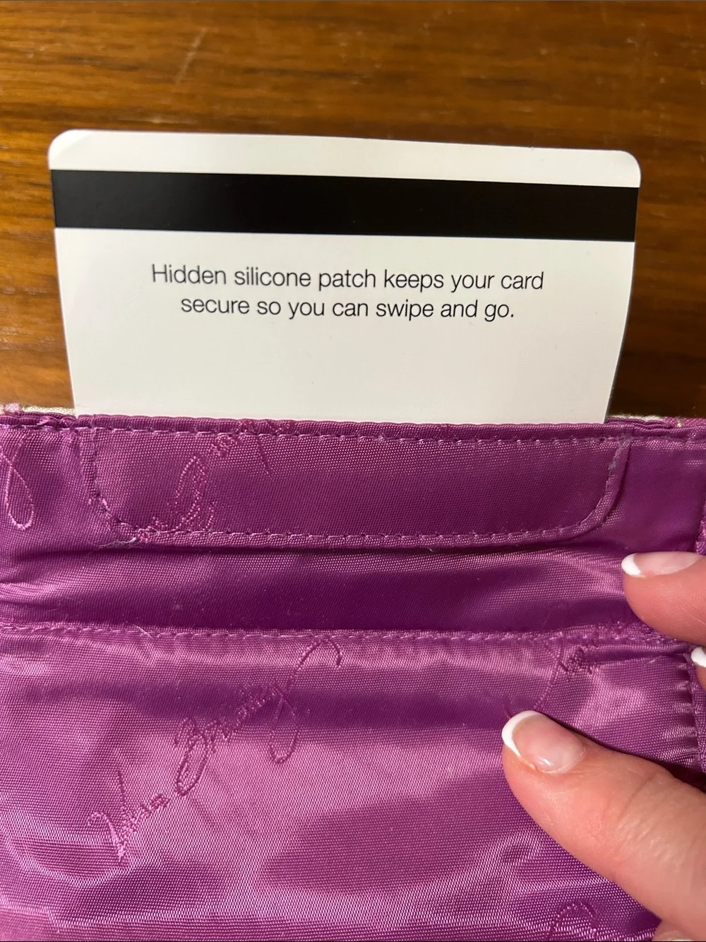 Vera Bradley Quilted Floral Wallet in Pink, Lime & Cream scan and go card slot - Picture 11 of 15